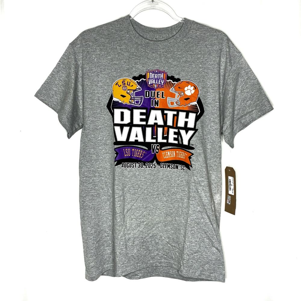The Victory LSU vs Clemson Duel In Death Valley Gray Short Sleeve Tee NWT Mens M